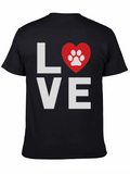 Love Paw Print Graphic T-Shirt - Casual Wear