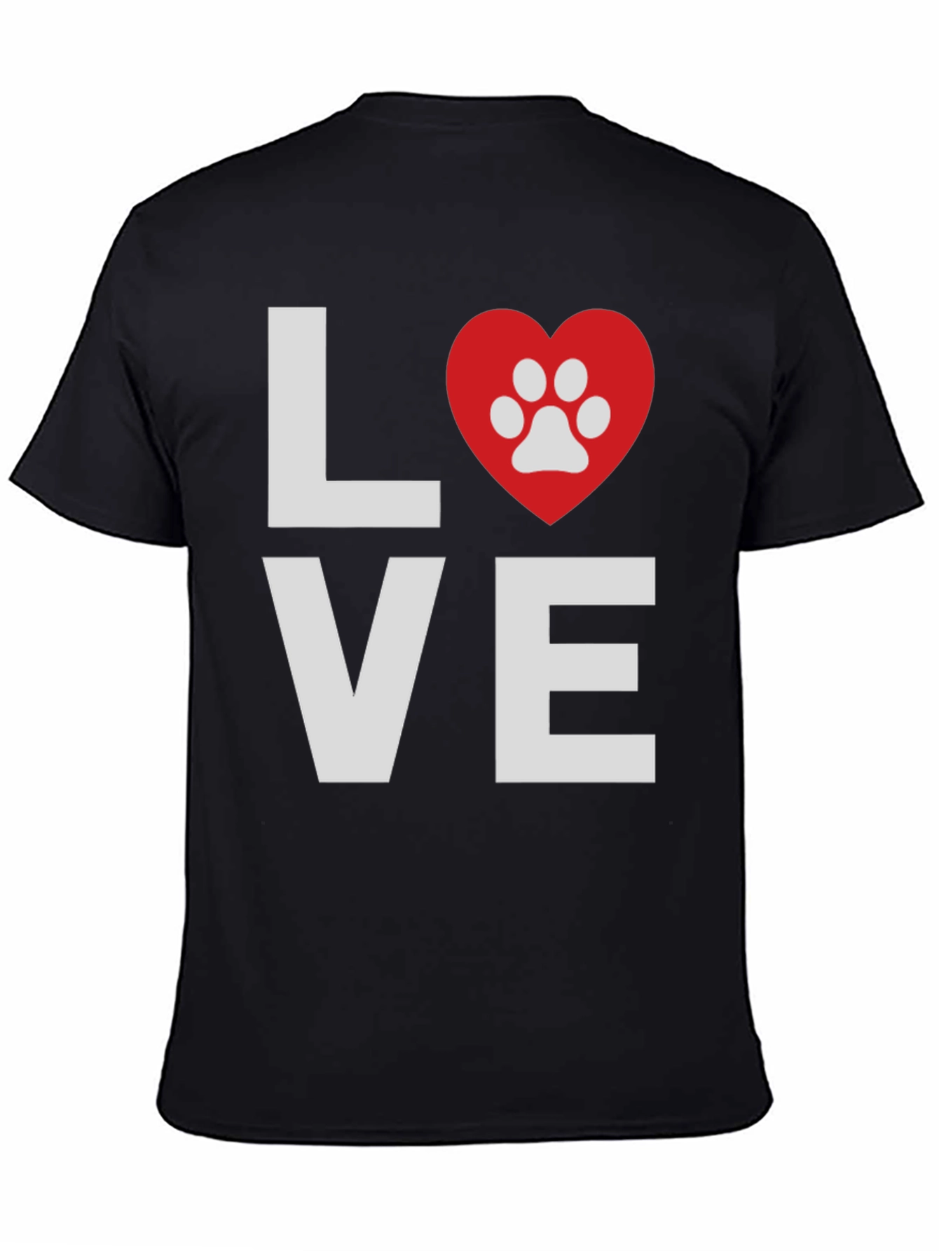 Love Paw Print Graphic T-Shirt - Casual Wear