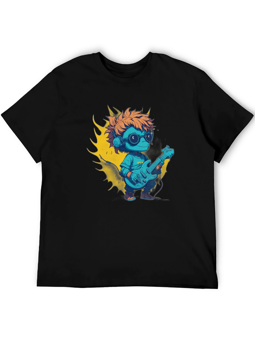 Cartoon Lizard Playing Guitar Graphic Tee