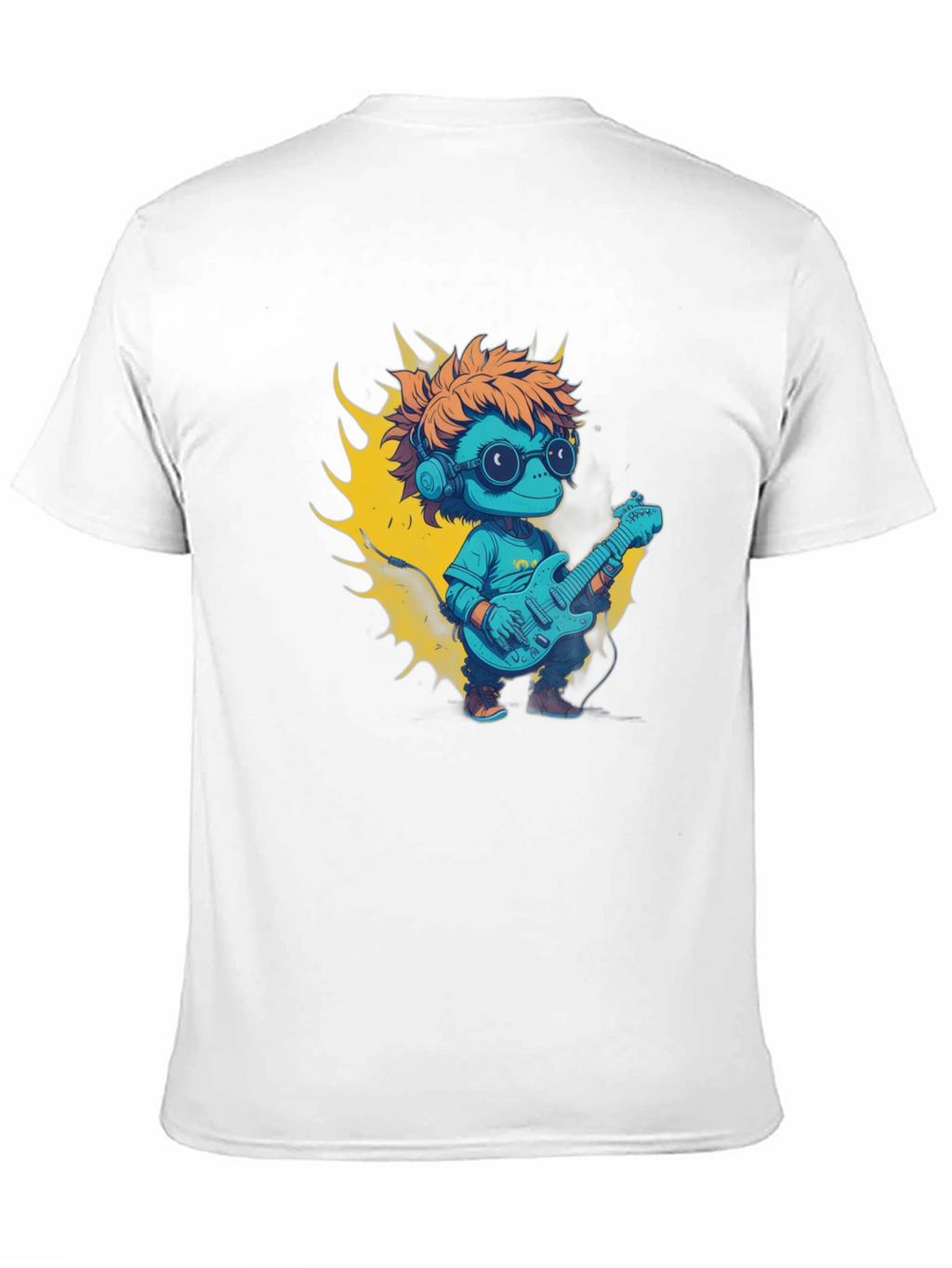 Cartoon Lizard Playing Guitar Graphic Tee