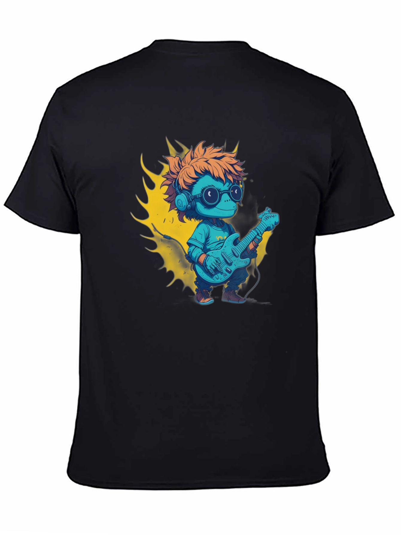 Cartoon Lizard Playing Guitar Graphic Tee
