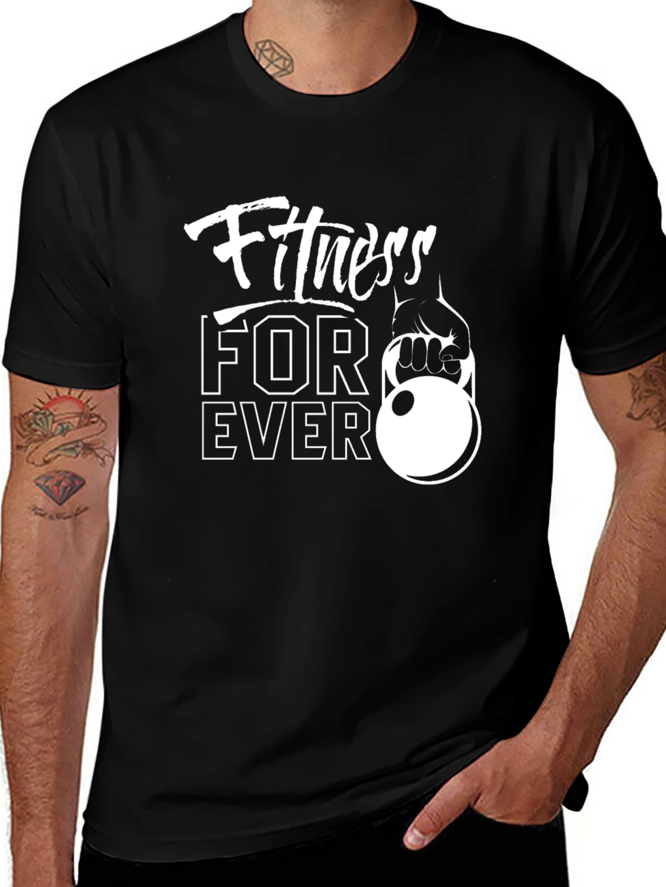 Fitness Forever Black Graphic T-Shirt