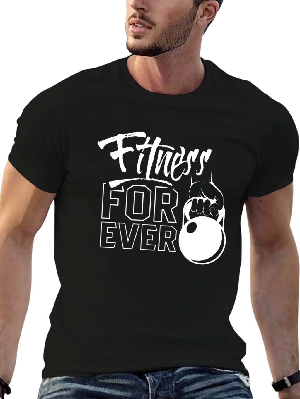 Fitness Forever Black Graphic T-Shirt