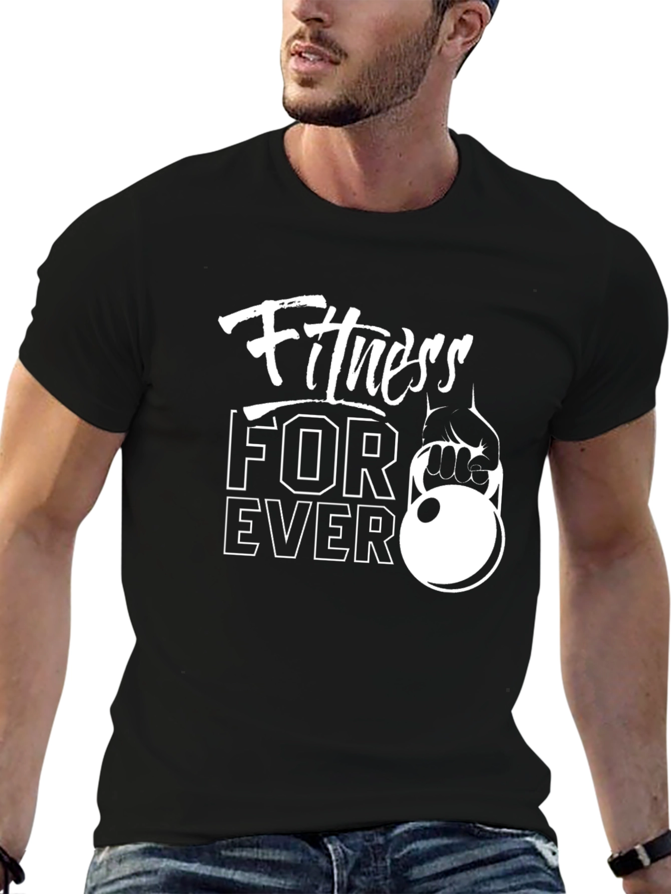 Fitness Forever Black Graphic T-Shirt