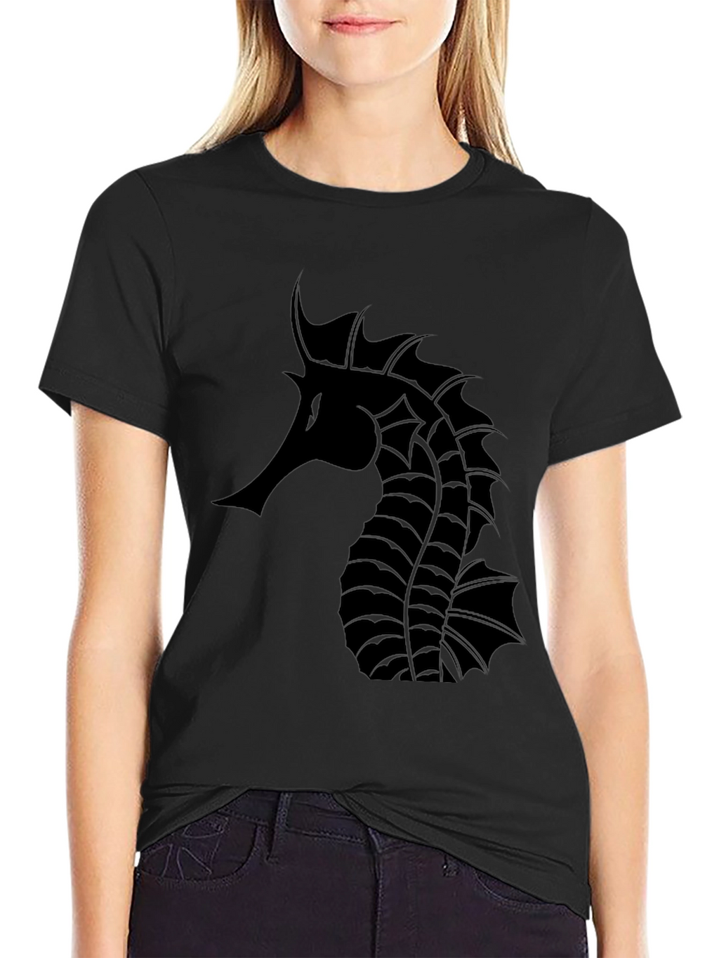 Black Seahorse Graphic Tee - Stylish & Unique