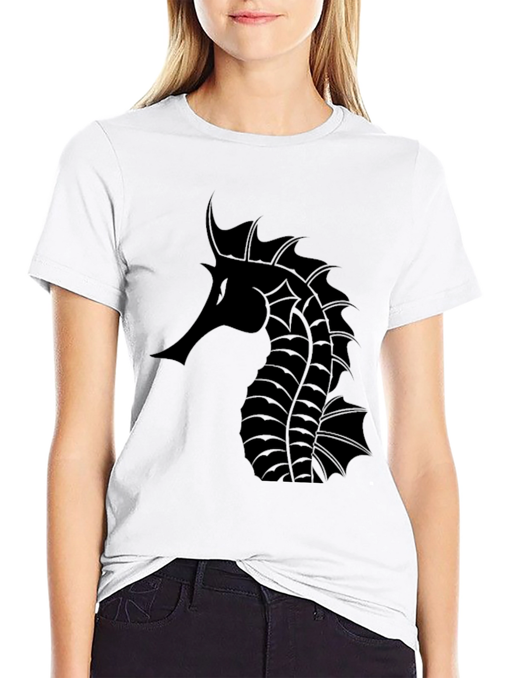 Black Seahorse Graphic Tee - Stylish & Unique