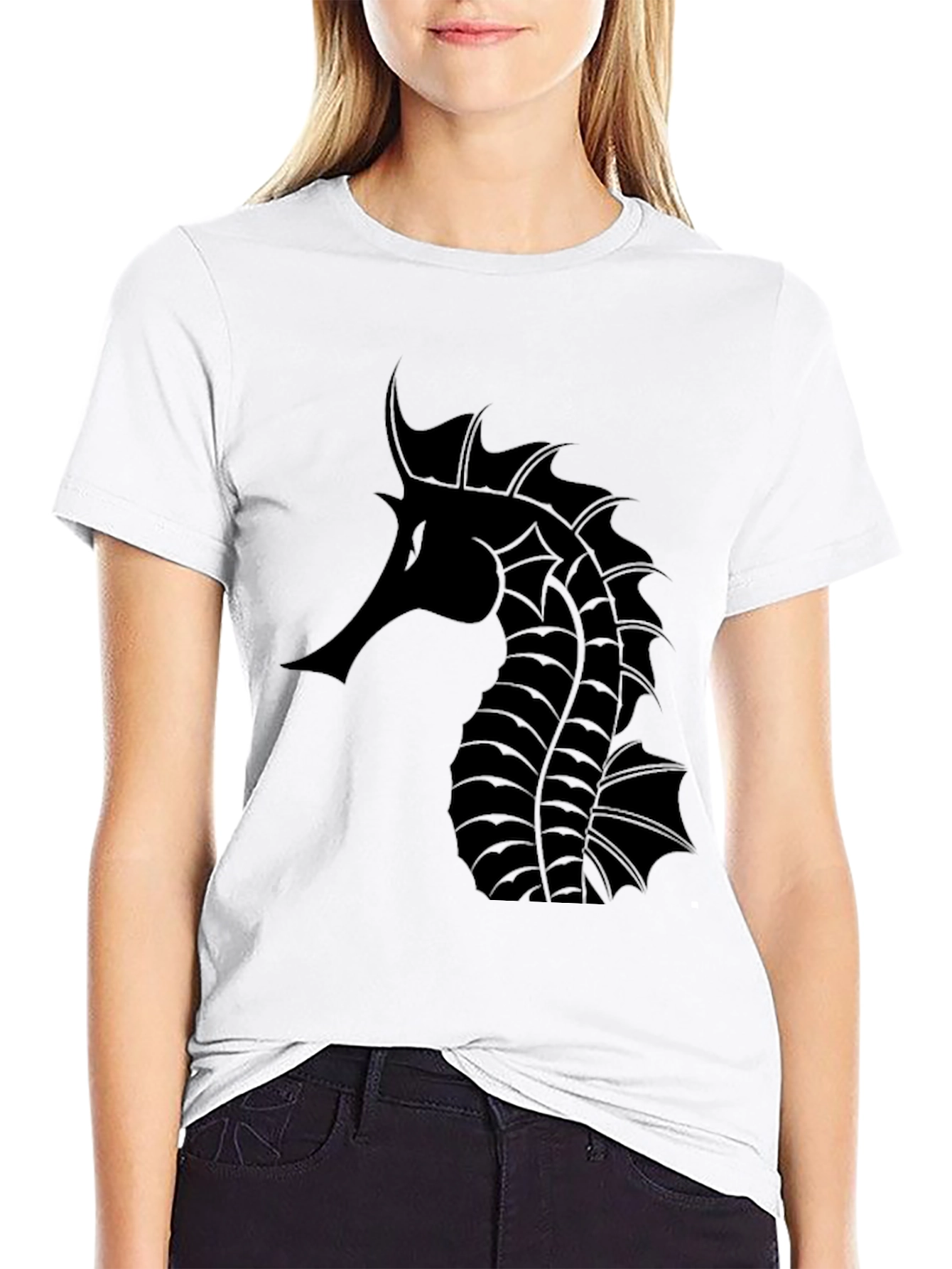 Black Seahorse Graphic Tee - Stylish & Unique