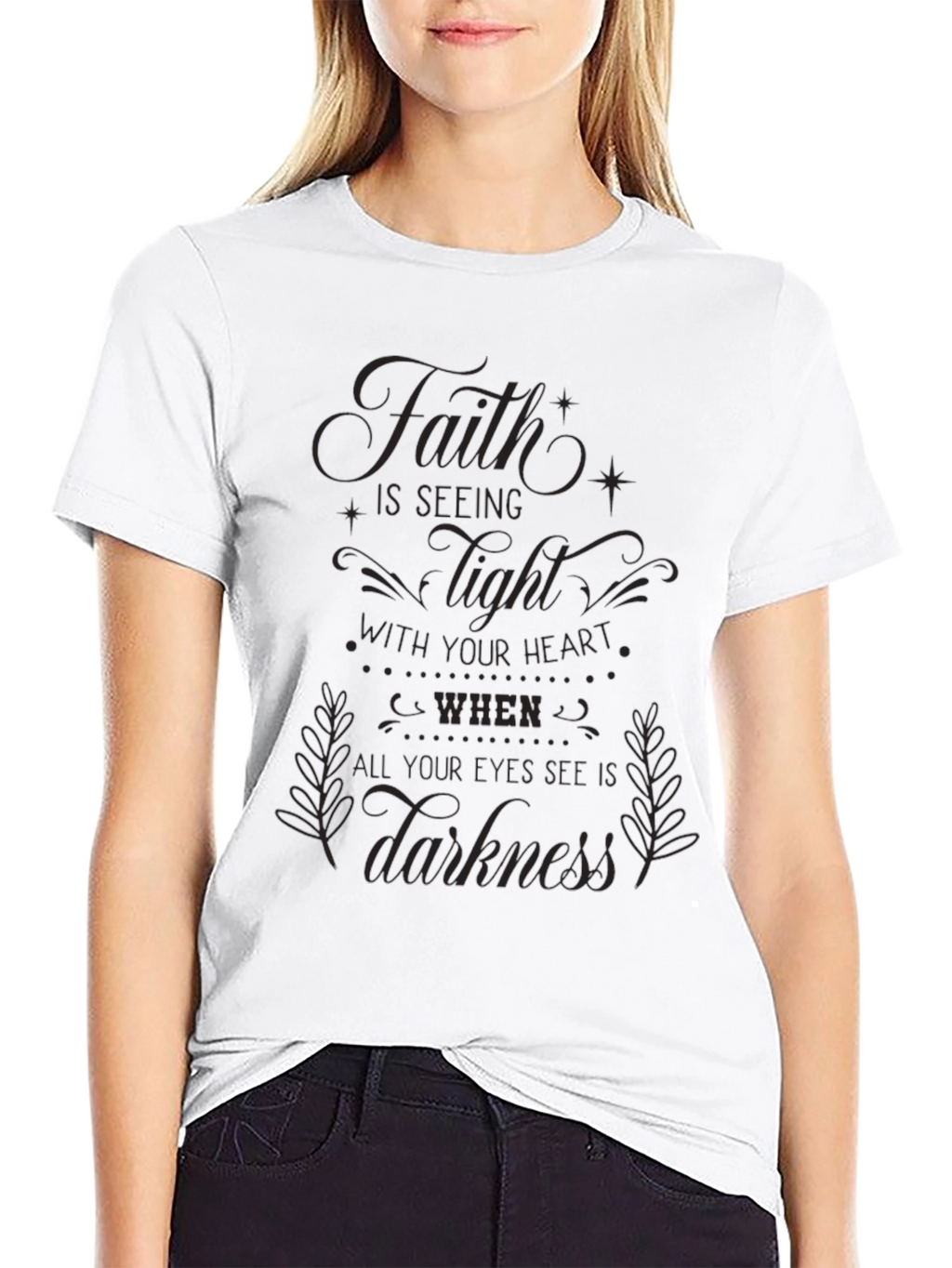 Faith is Seeing Light Graphic Black Tee