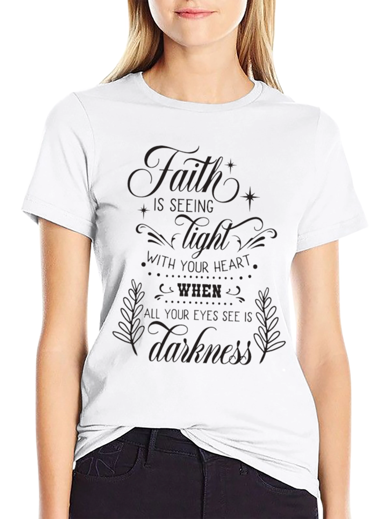 Faith is Seeing Light Graphic Black Tee