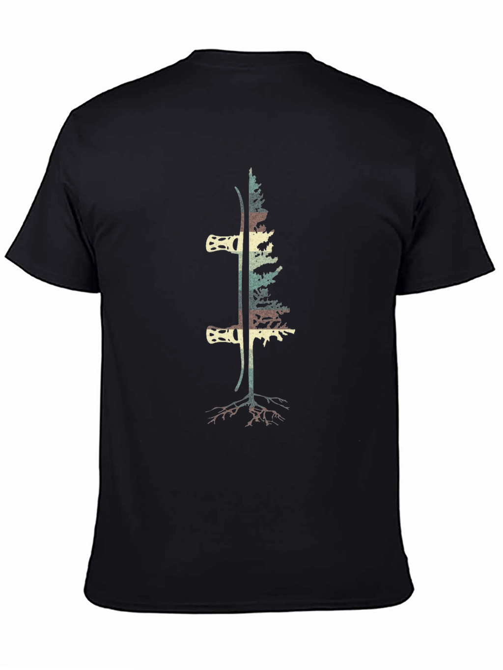 Ski & Tree Graphic Tee - Black Cotton Blend
