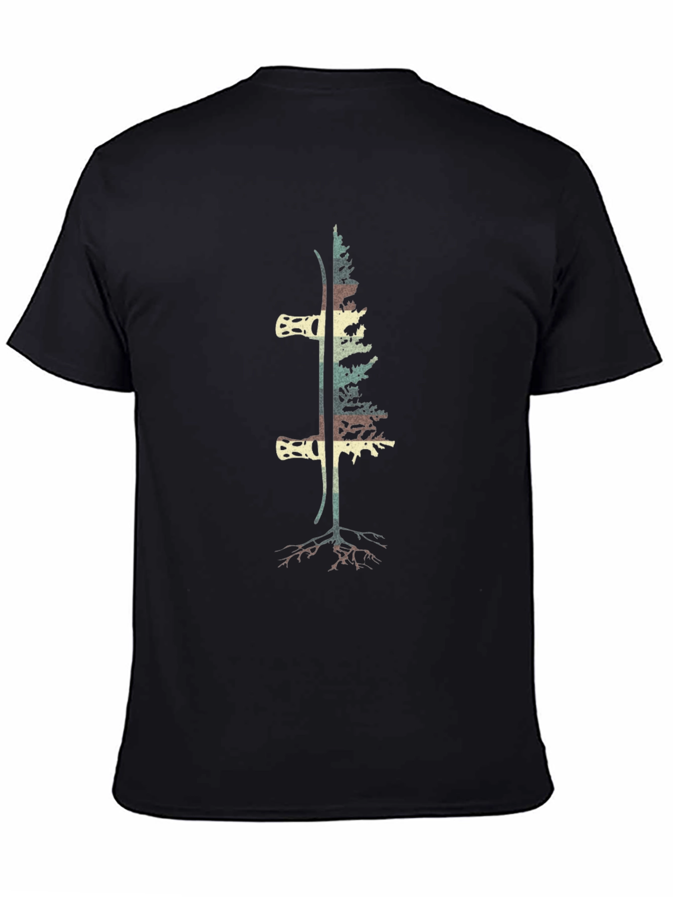 Ski & Tree Graphic Tee - Black Cotton Blend