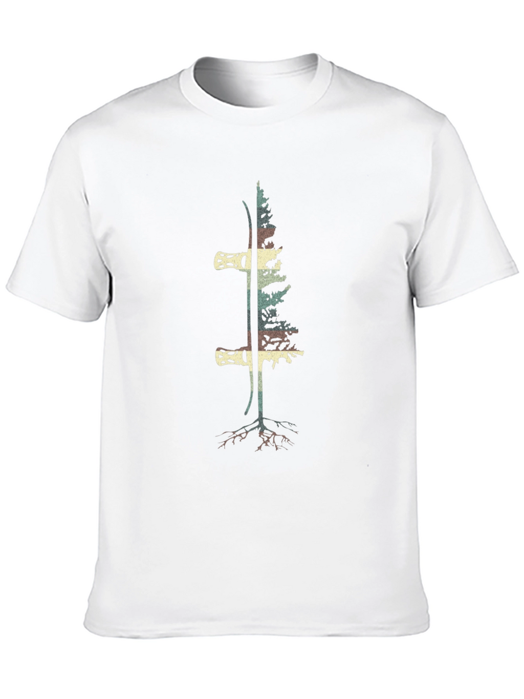 Ski & Tree Graphic Tee - Black Cotton Blend