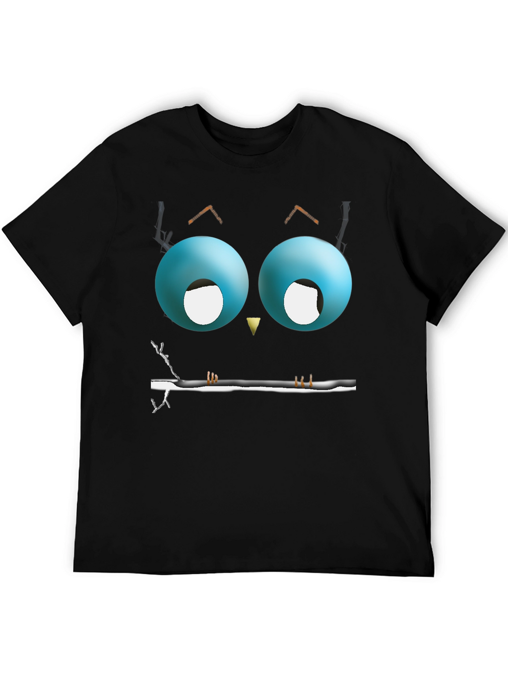 Cartoon Owl Eyes T-Shirt - Mens Black Graphic Tee