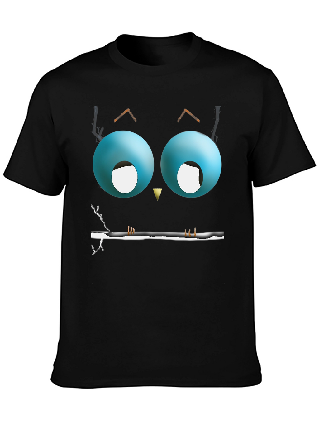Cartoon Owl Eyes T-Shirt - Mens Black Graphic Tee