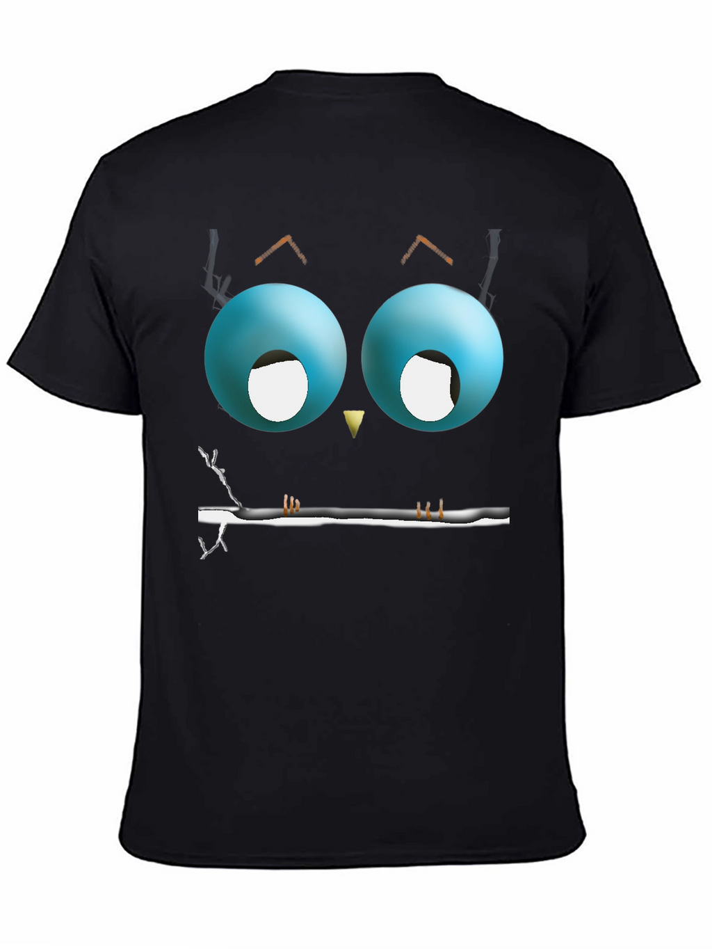 Cartoon Owl Eyes T-Shirt - Mens Black Graphic Tee