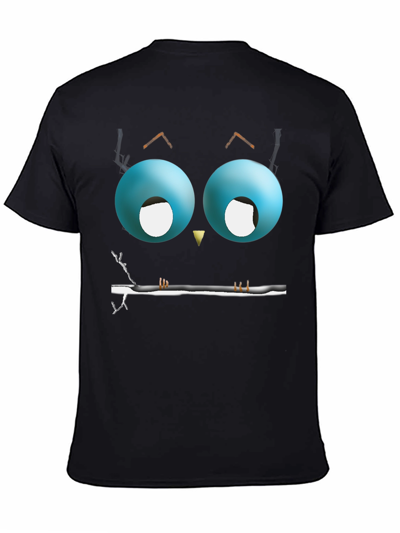 Cartoon Owl Eyes T-Shirt - Mens Black Graphic Tee
