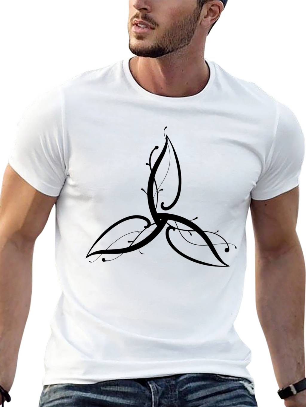 Elegant Black Trinity Knot T-Shirt