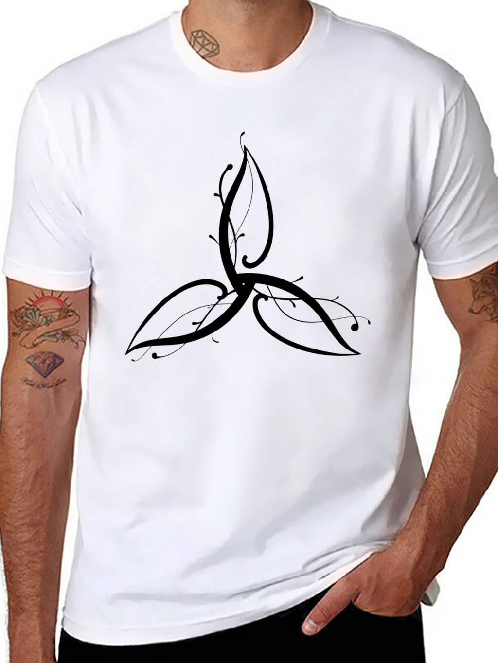 Elegant Black Trinity Knot T-Shirt