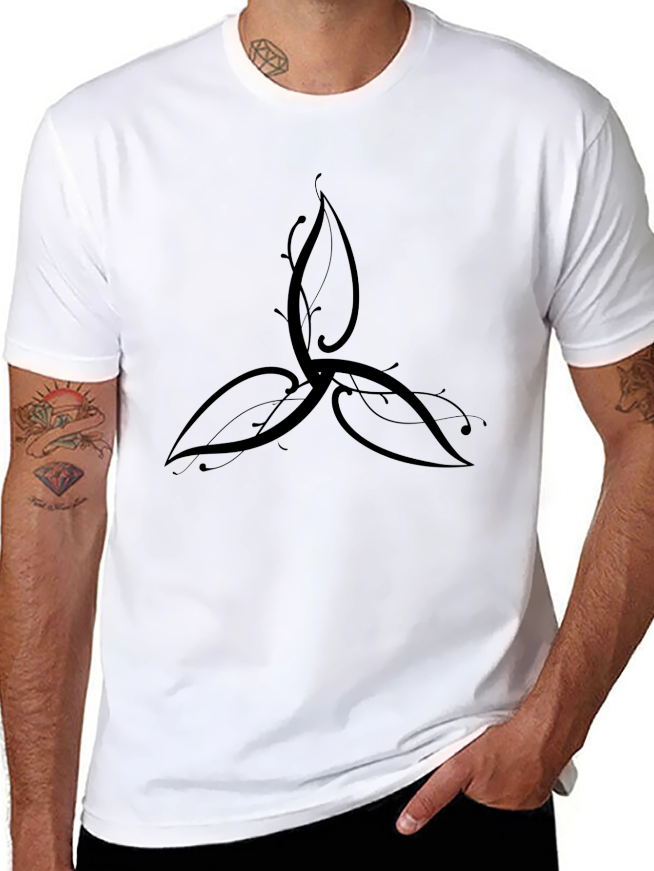 Elegant Black Trinity Knot T-Shirt