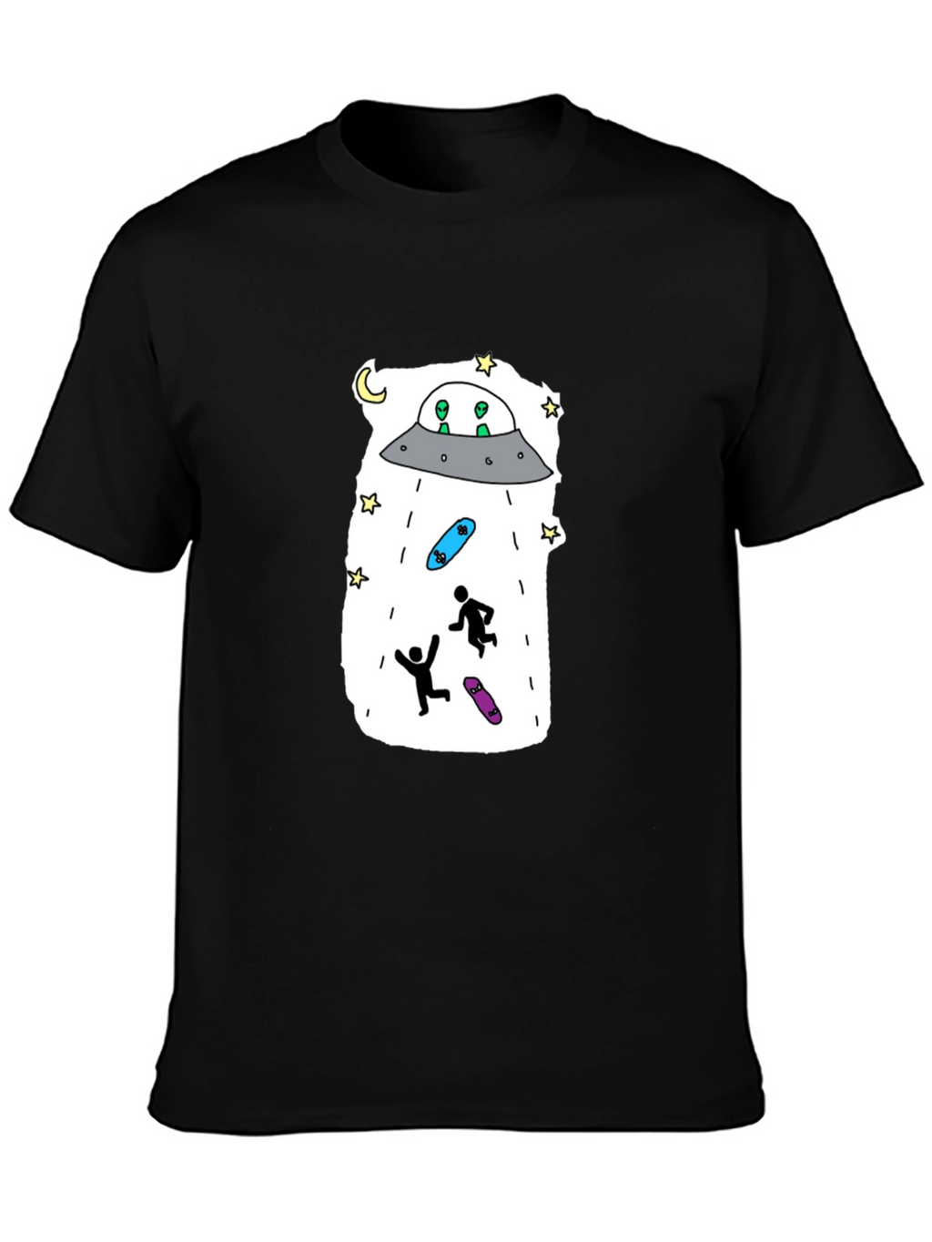 UFO Abduction Graphic Tee - Skateboarding Aliens T-Shirt