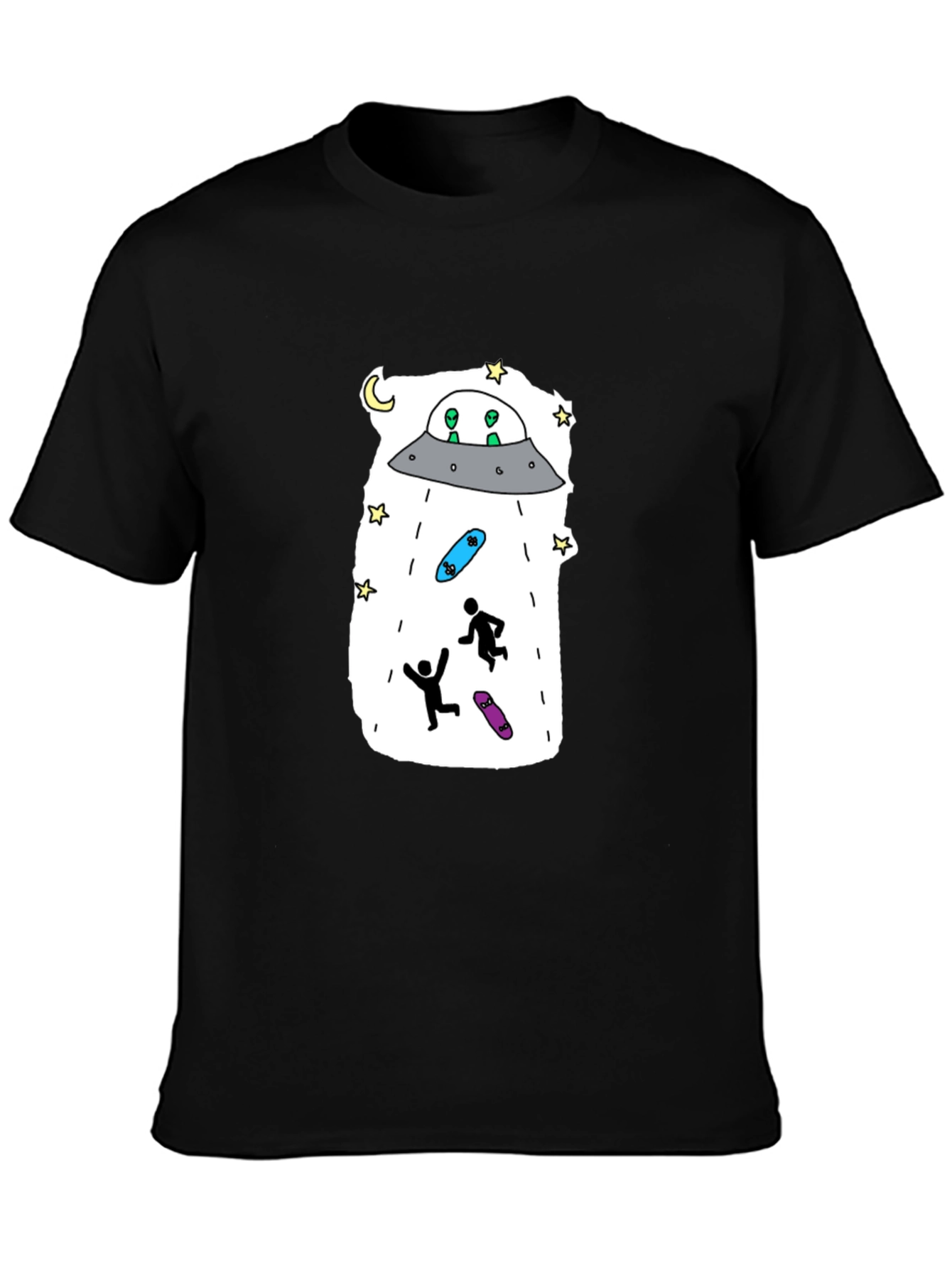 UFO Abduction Graphic Tee - Skateboarding Aliens T-Shirt