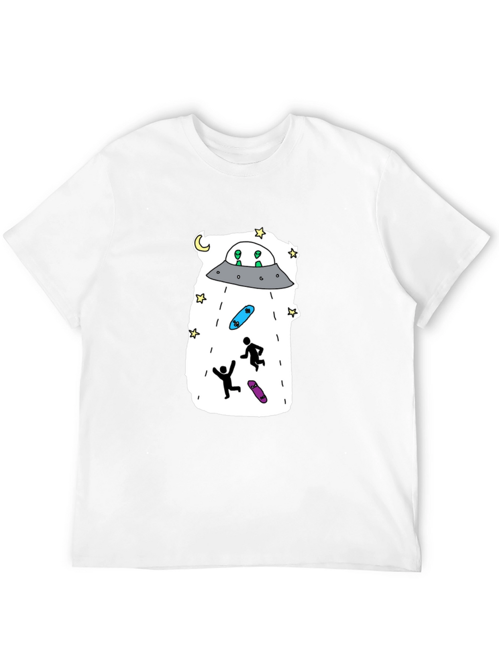 UFO Abduction Graphic Tee - Skateboarding Aliens T-Shirt