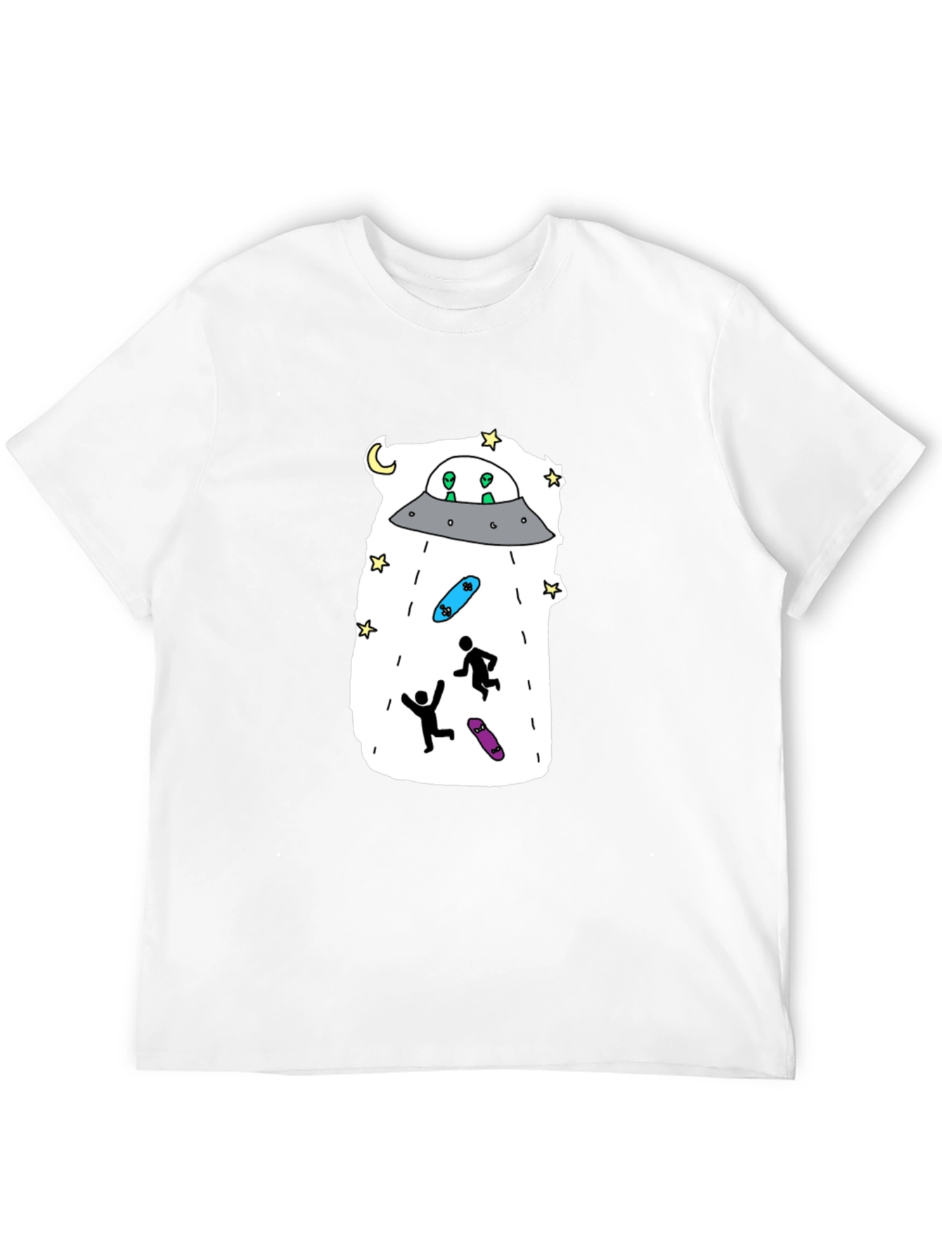 UFO Abduction Graphic Tee - Skateboarding Aliens T-Shirt