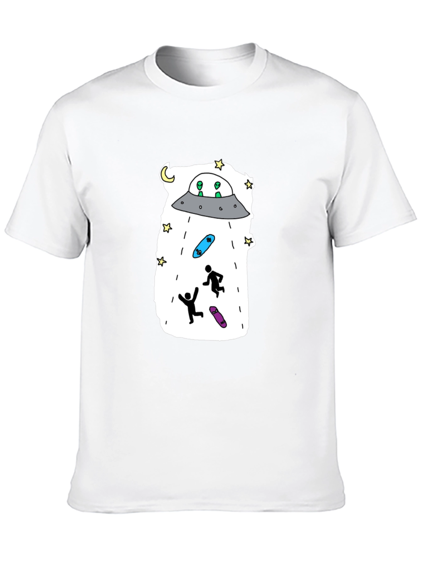 UFO Abduction Graphic Tee - Skateboarding Aliens T-Shirt