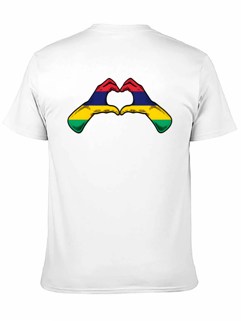 Mauritius Flag Heart Hands Graphic T-Shirt