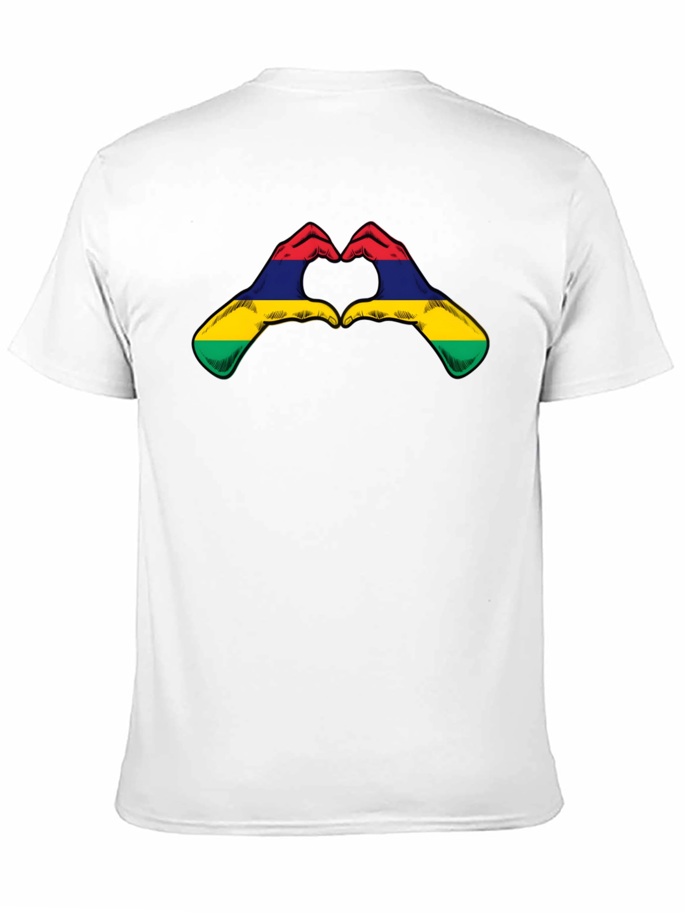 Mauritius Flag Heart Hands Graphic T-Shirt