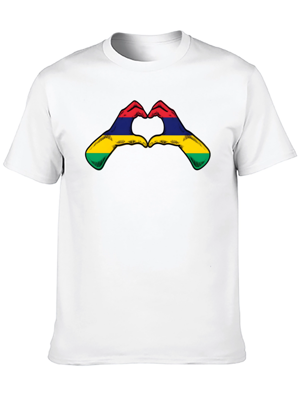 Mauritius Flag Heart Hands Graphic T-Shirt
