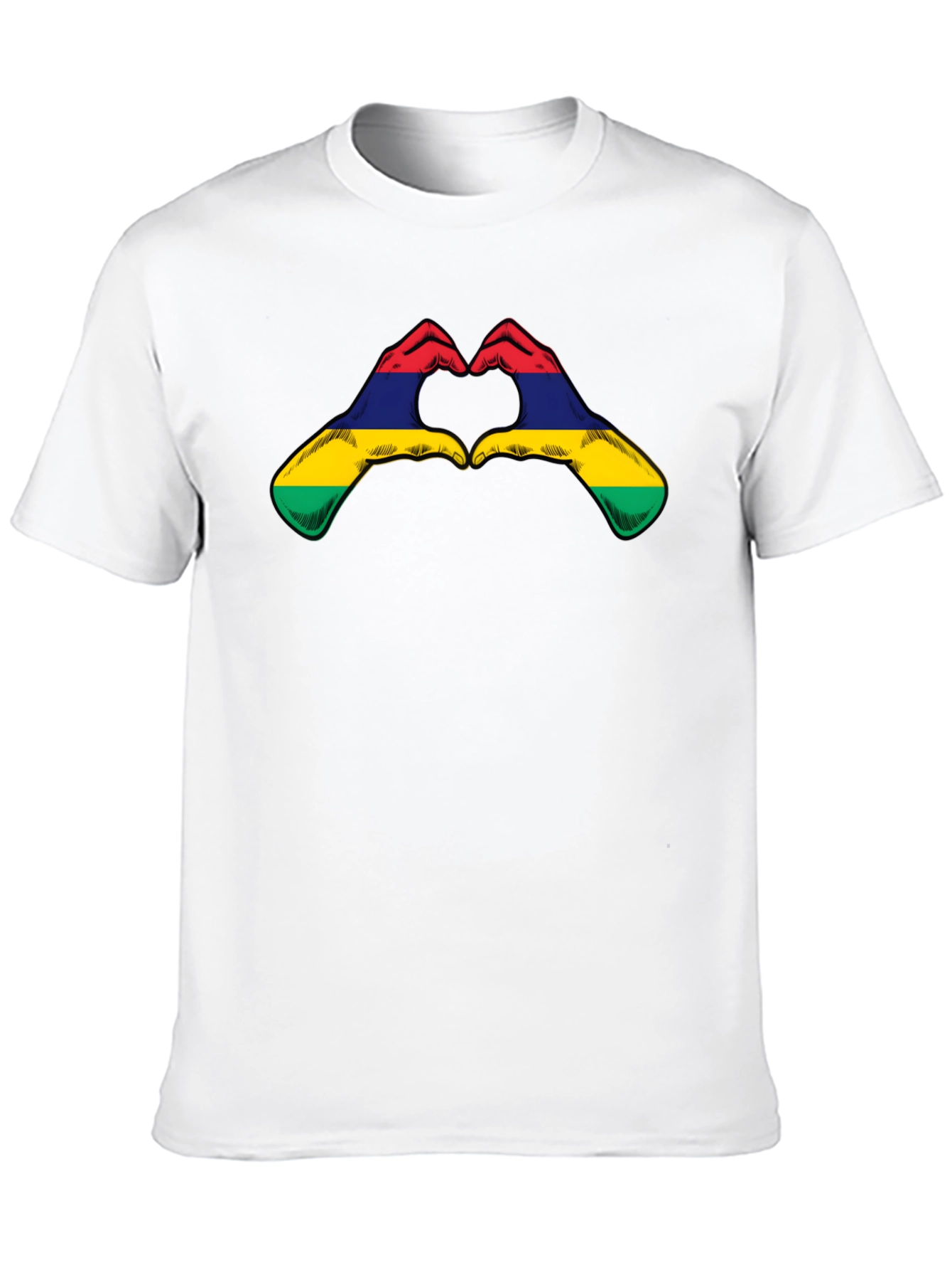 Mauritius Flag Heart Hands Graphic T-Shirt