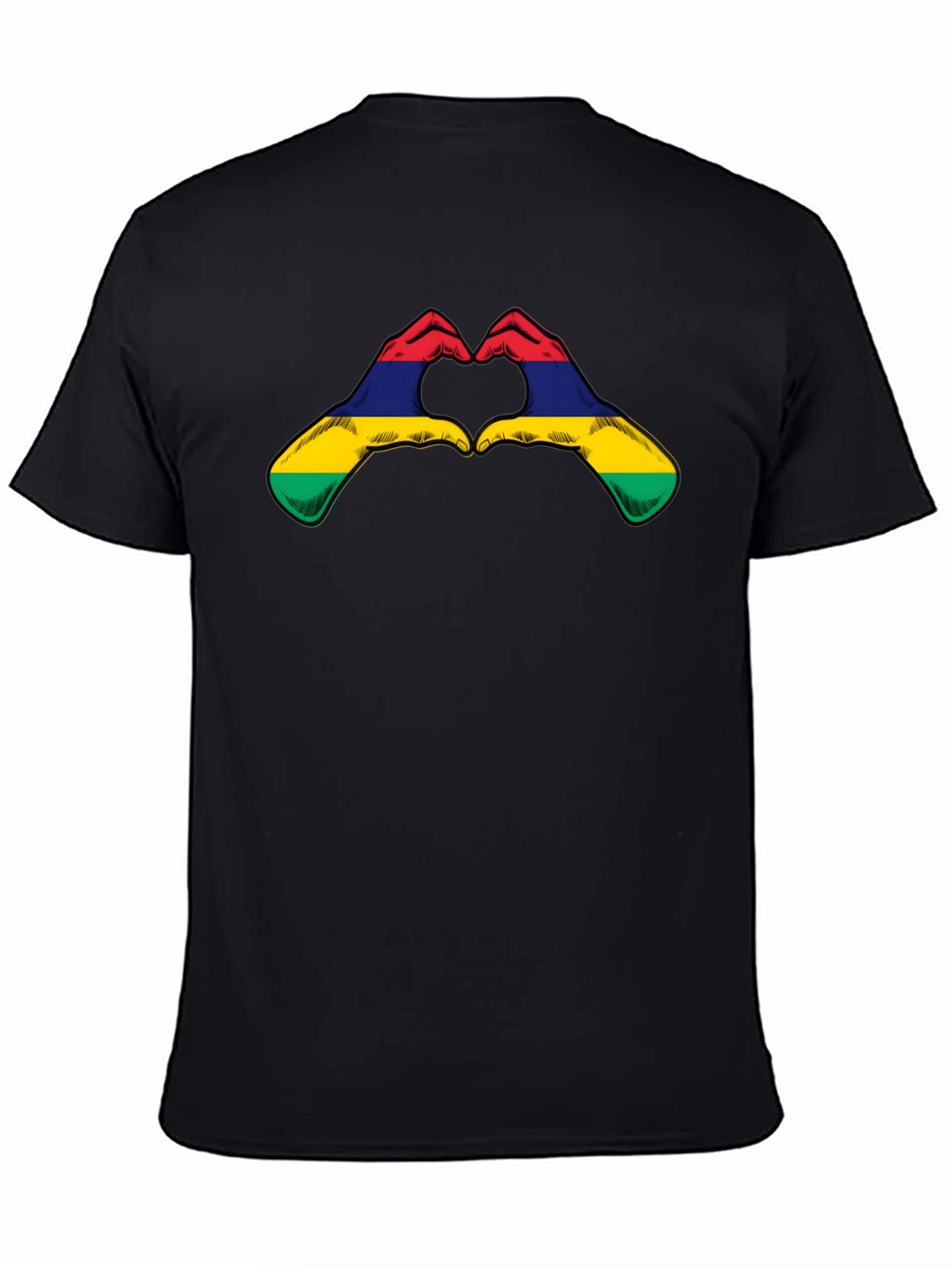 Mauritius Flag Heart Hands Graphic T-Shirt