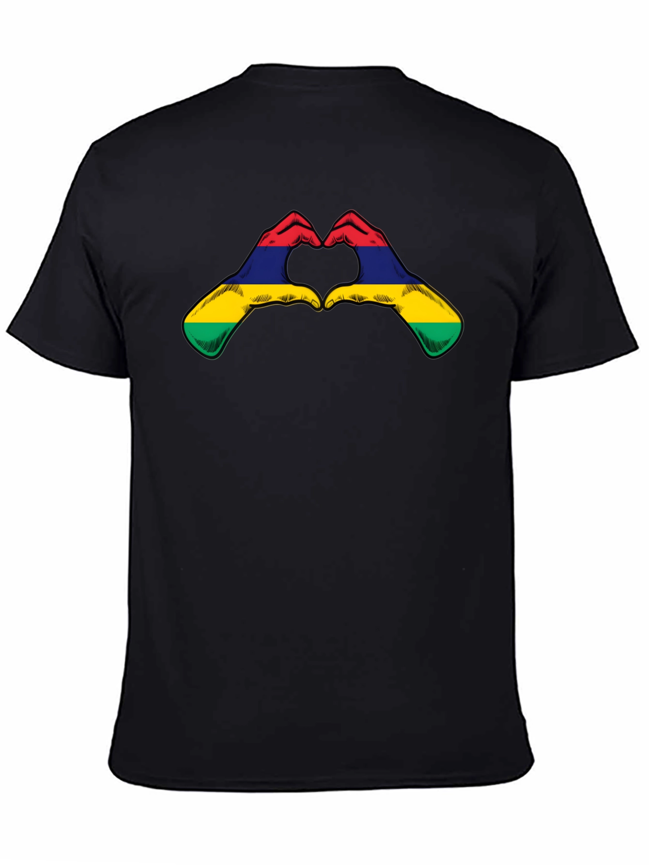Mauritius Flag Heart Hands Graphic T-Shirt