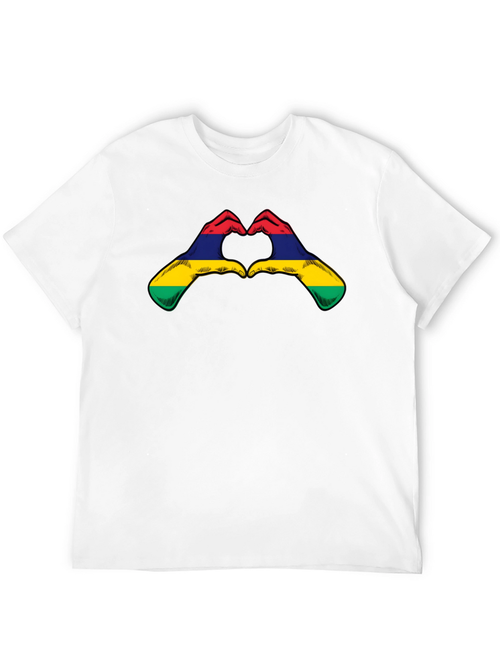 Mauritius Flag Heart Hands Graphic T-Shirt