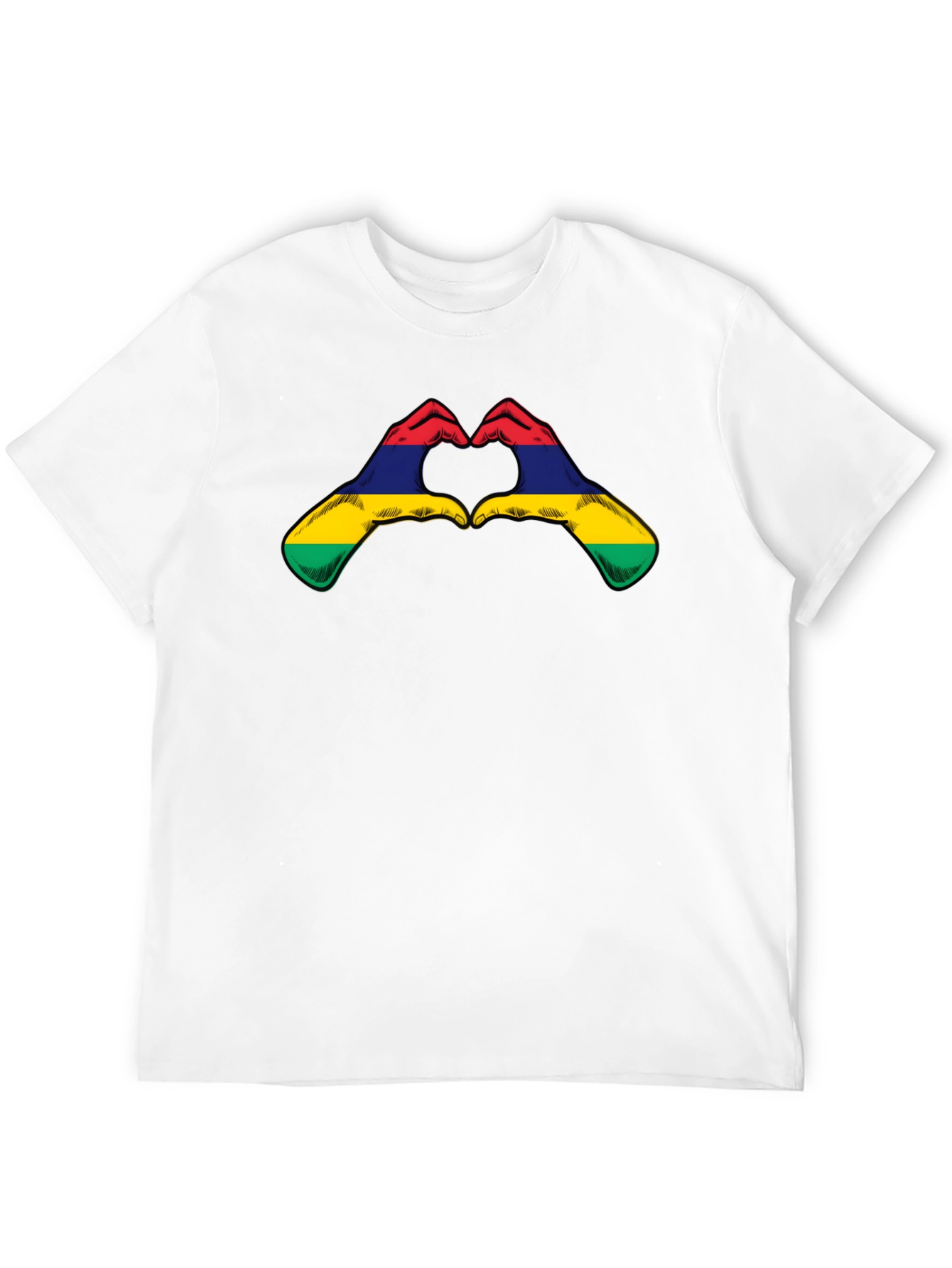 Mauritius Flag Heart Hands Graphic T-Shirt