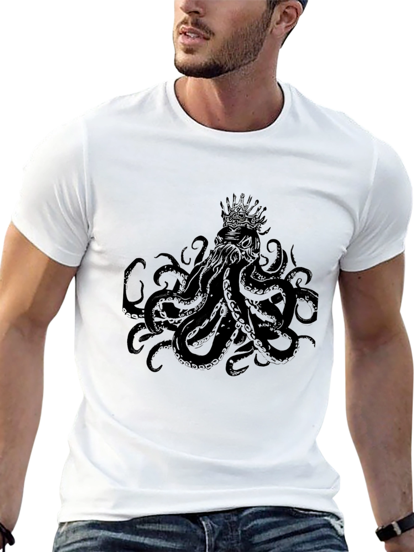 Mens Black Cthulhu Graphic Tee