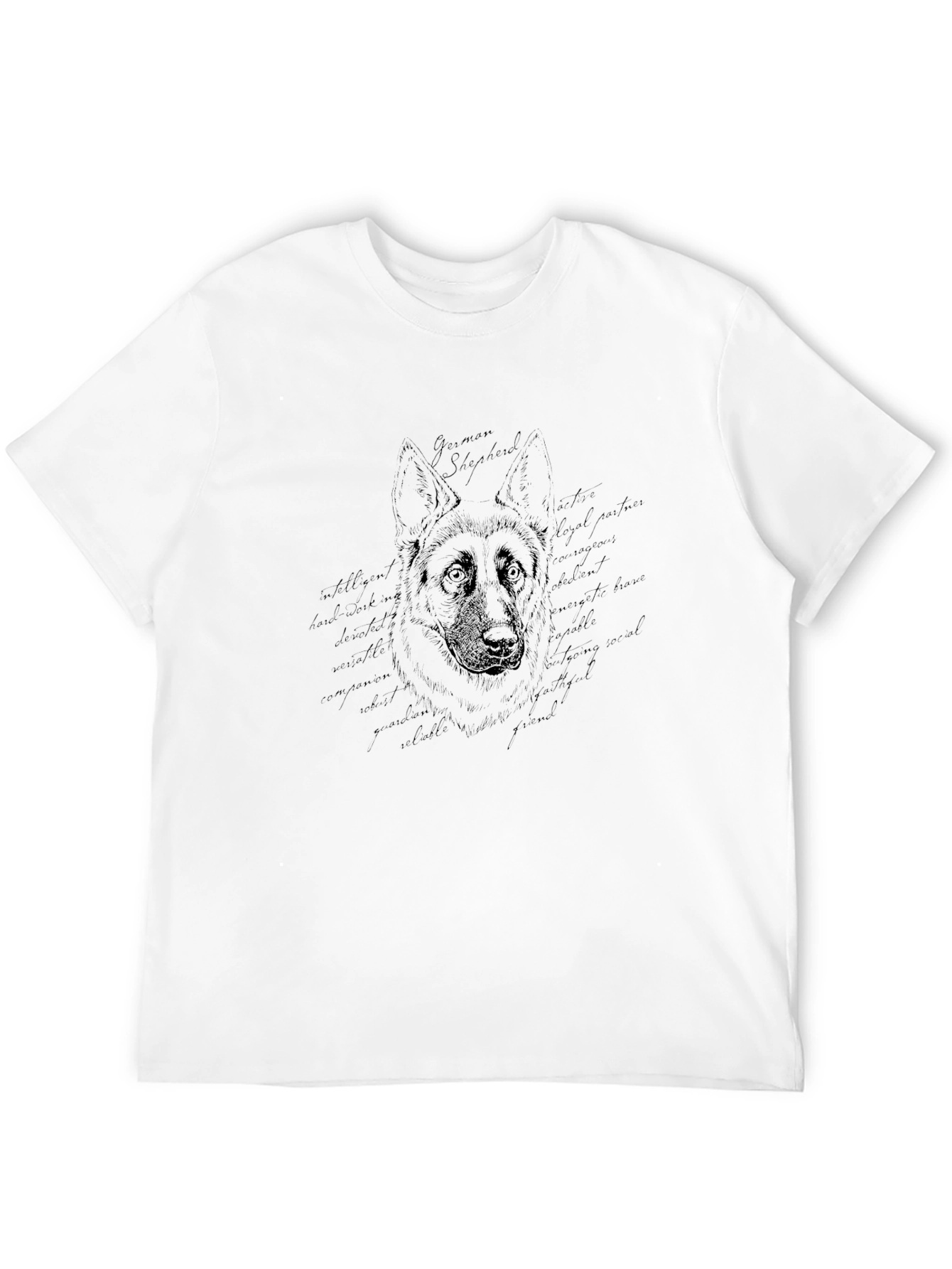 German Shepherd Art Print Mens Black T-Shirt