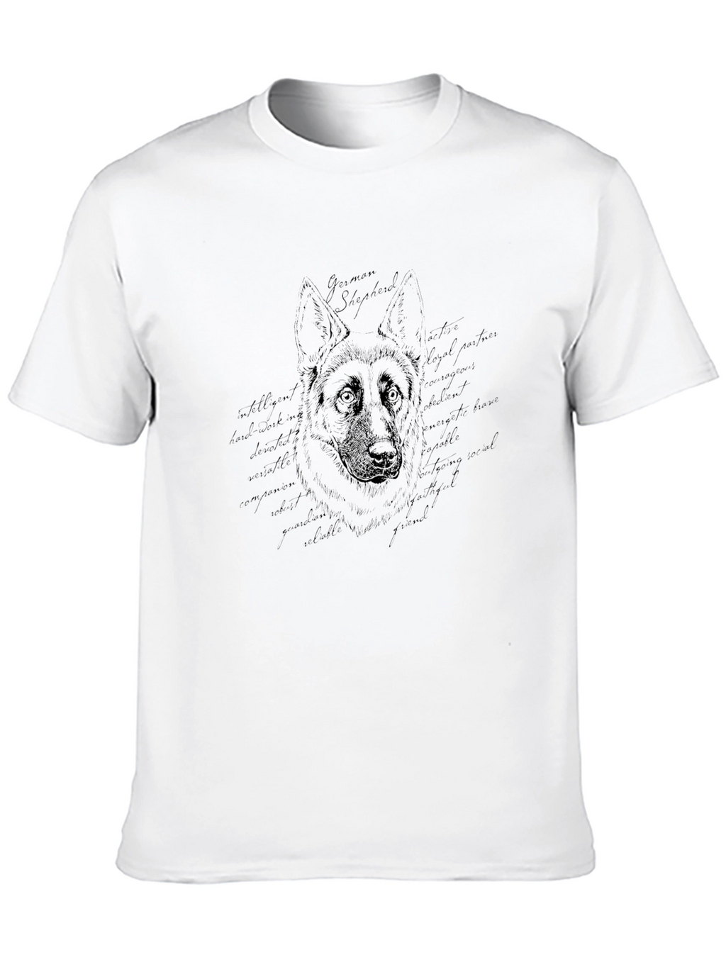 German Shepherd Art Print Mens Black T-Shirt