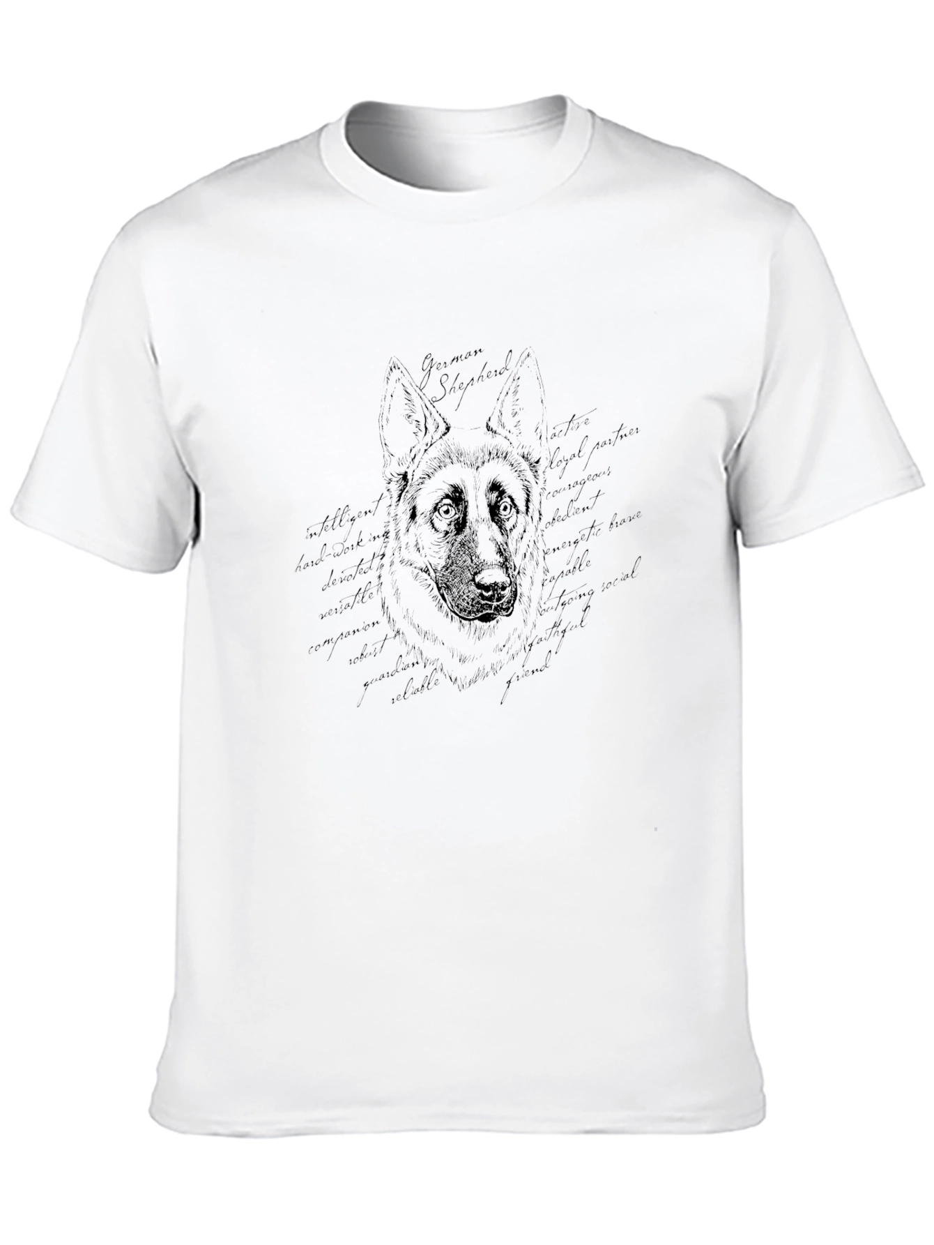 German Shepherd Art Print Mens Black T-Shirt