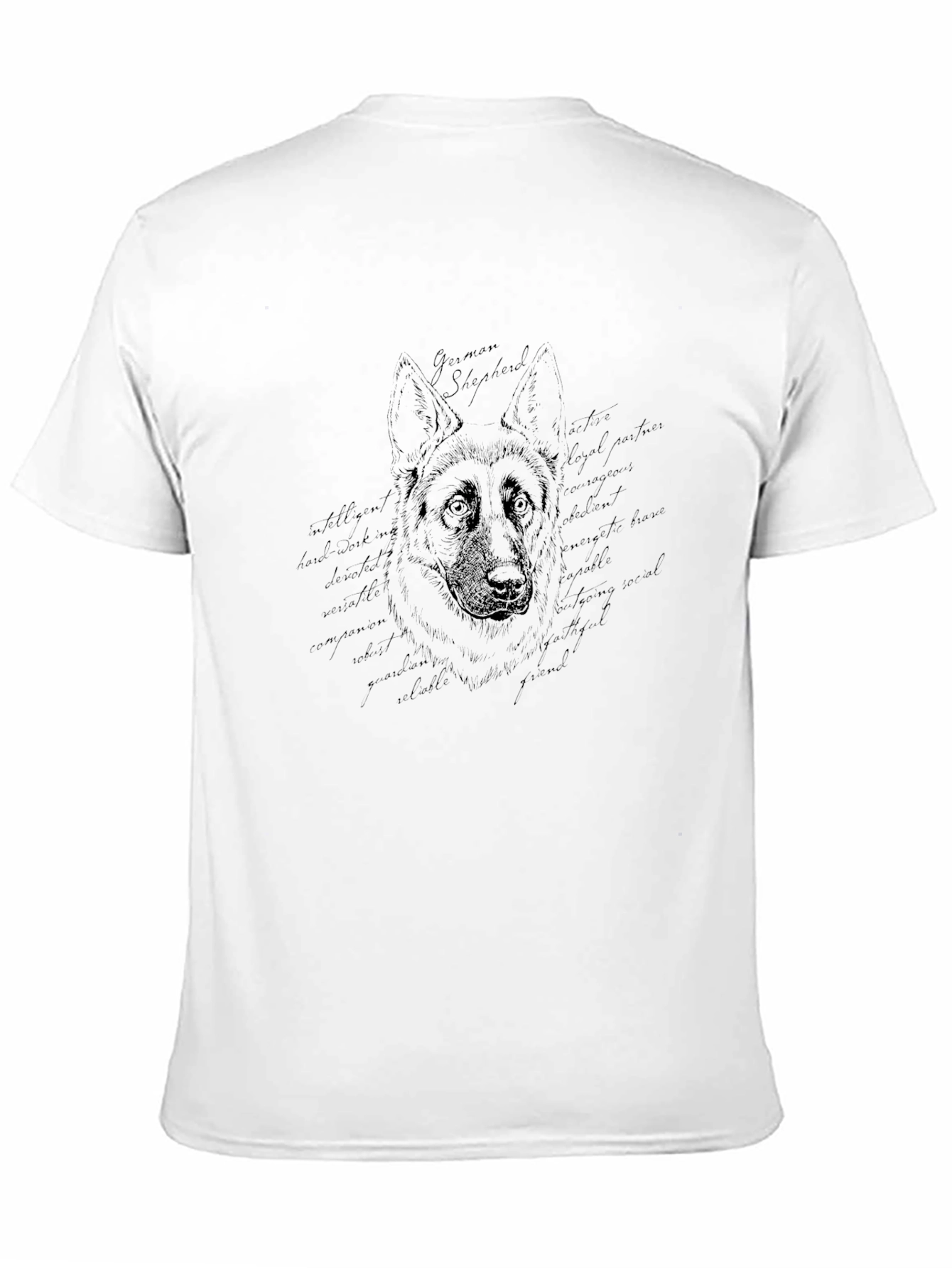 German Shepherd Art Print Mens Black T-Shirt