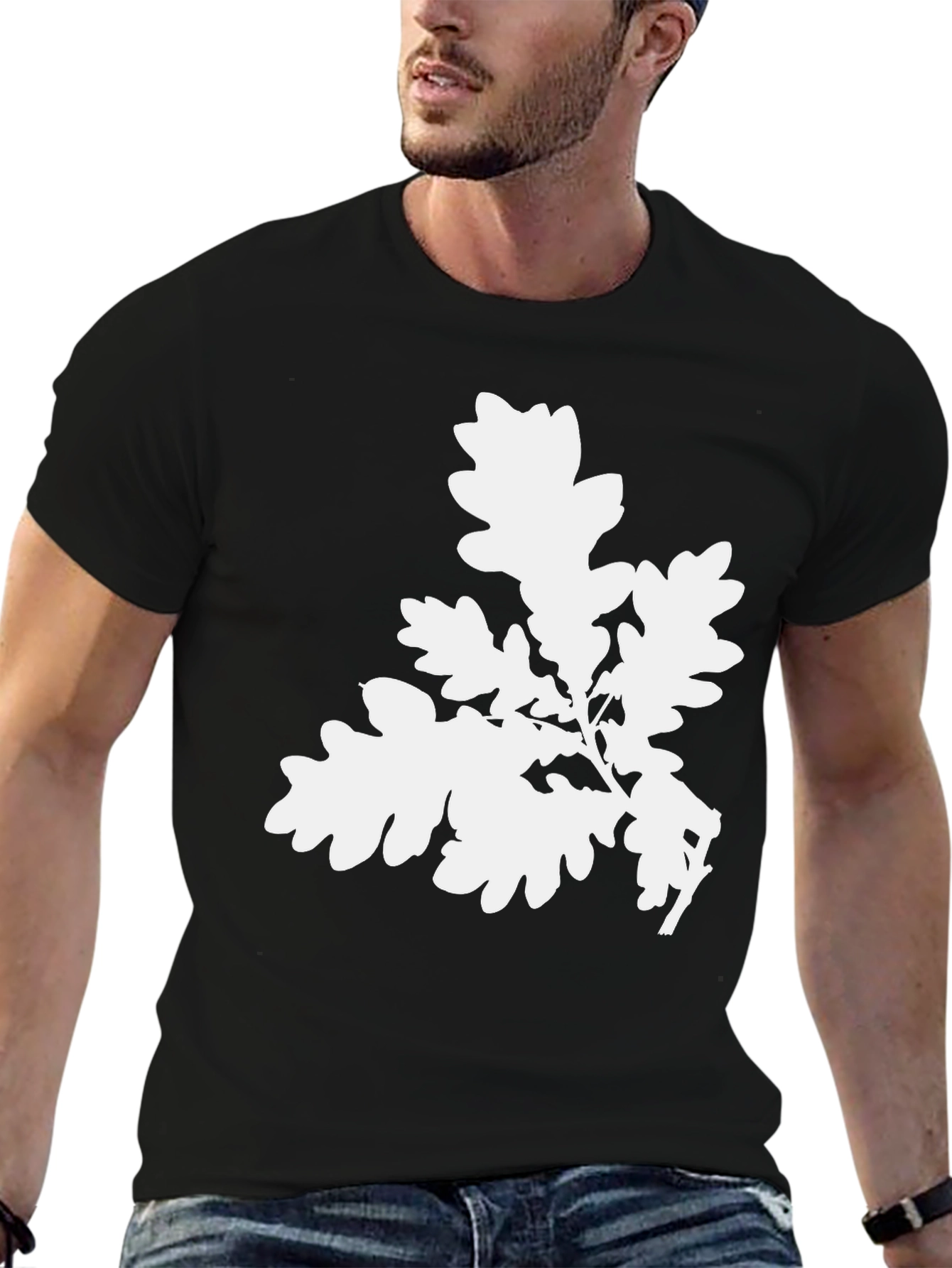 Oak Leaf Graphic Tee - Black Cotton Comfort