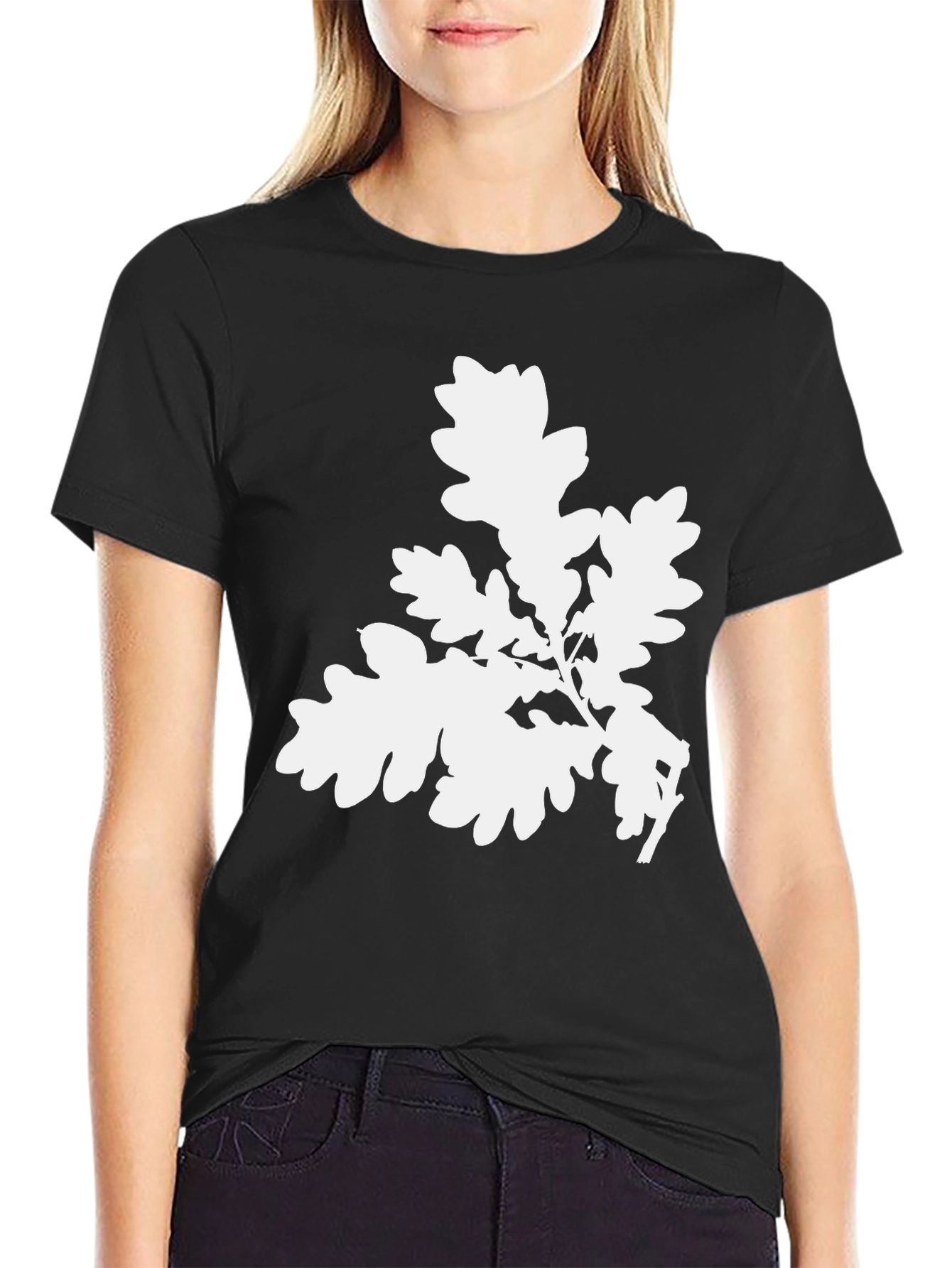 Oak Leaf Graphic Tee - Black Cotton Comfort