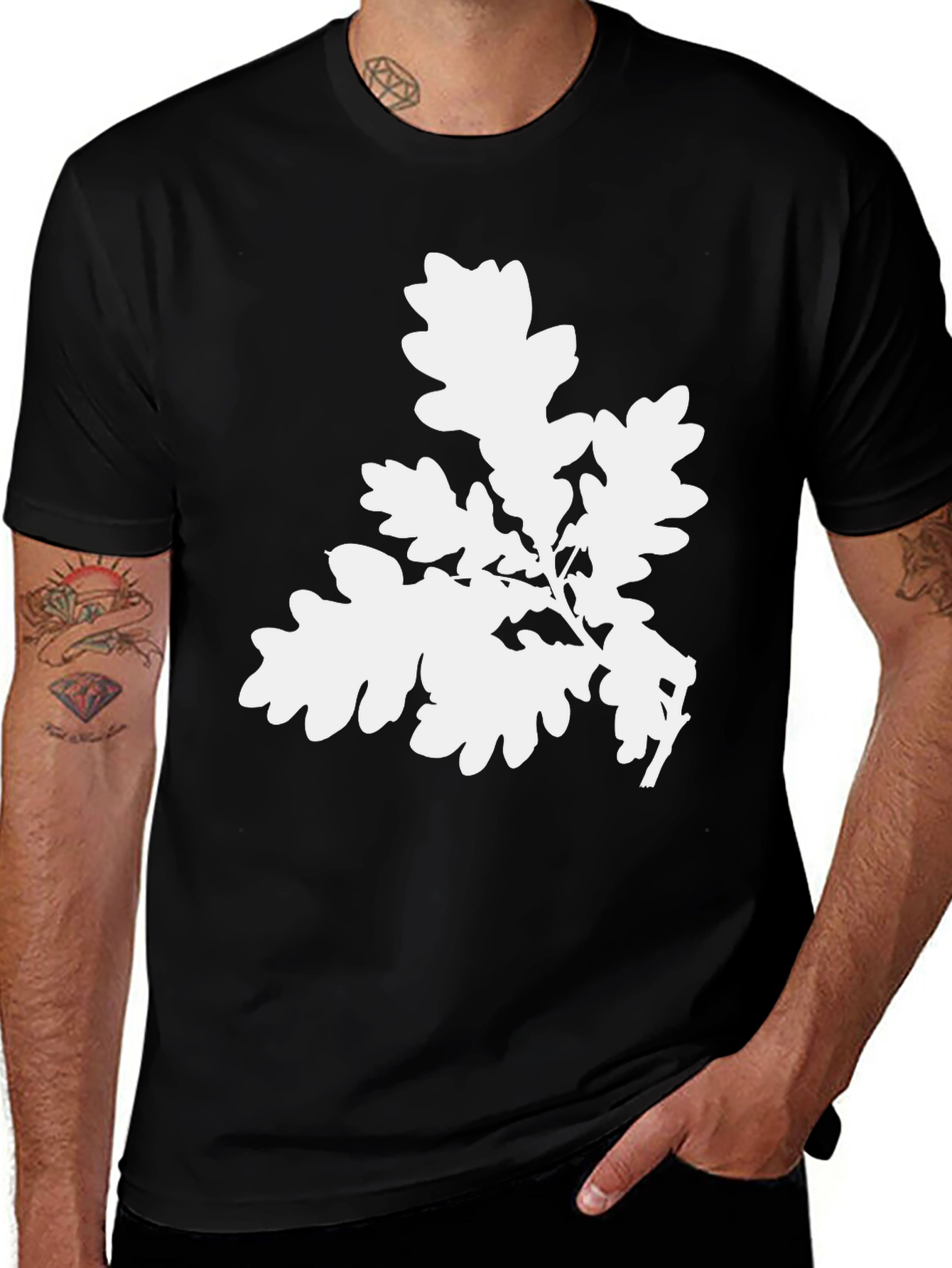 Oak Leaf Graphic Tee - Black Cotton Comfort
