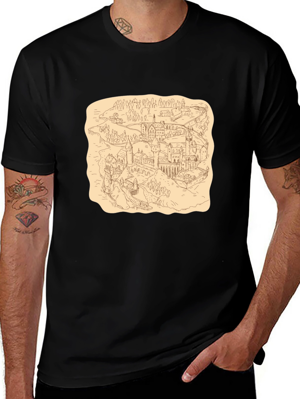 Wizarding World Map Tee - Black Cotton Shirt