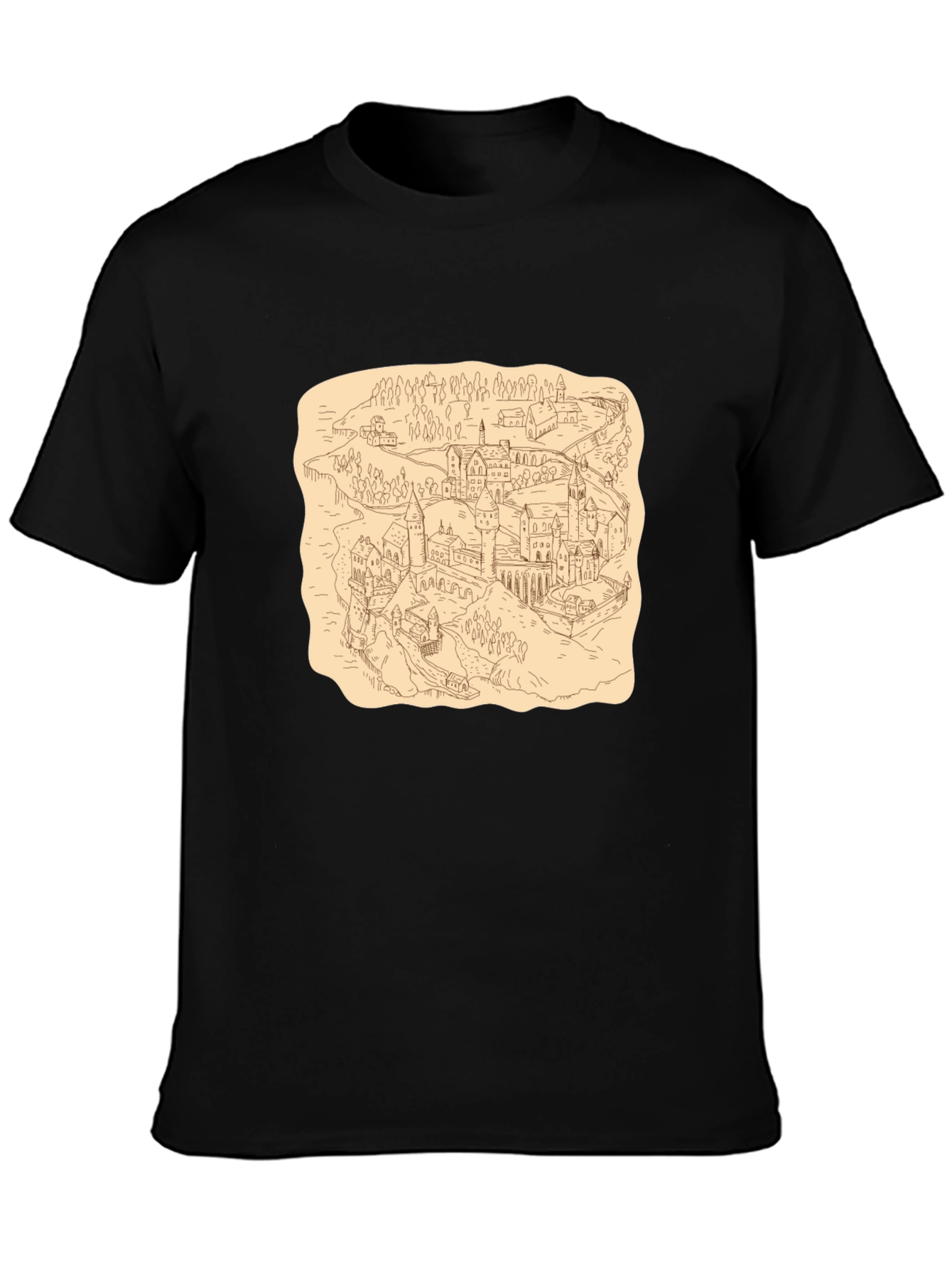 Wizarding World Map Tee - Black Cotton Shirt