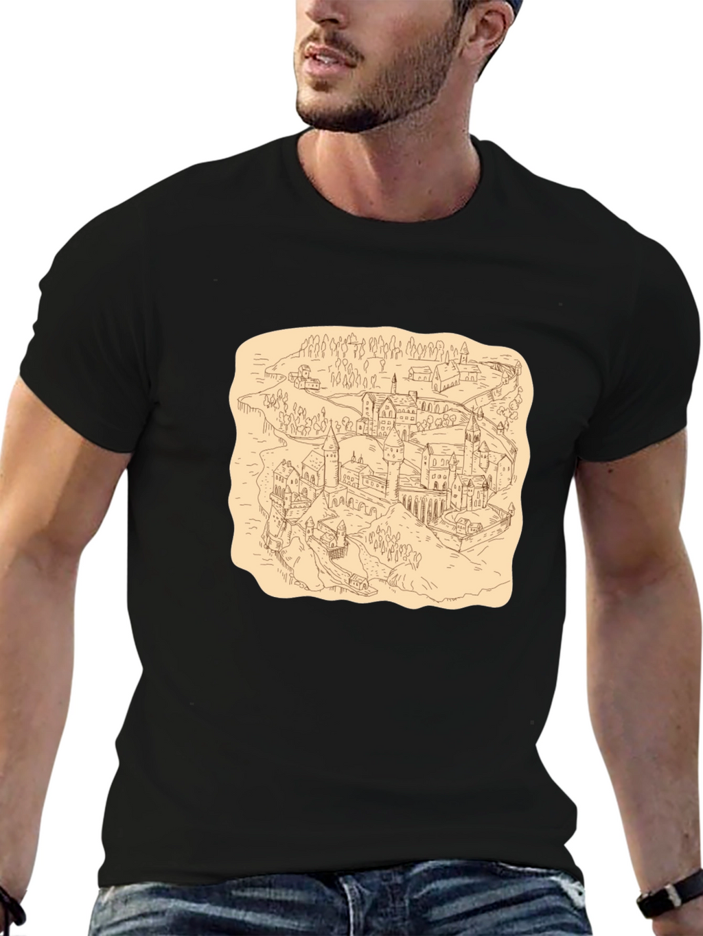 Wizarding World Map Tee - Black Cotton Shirt