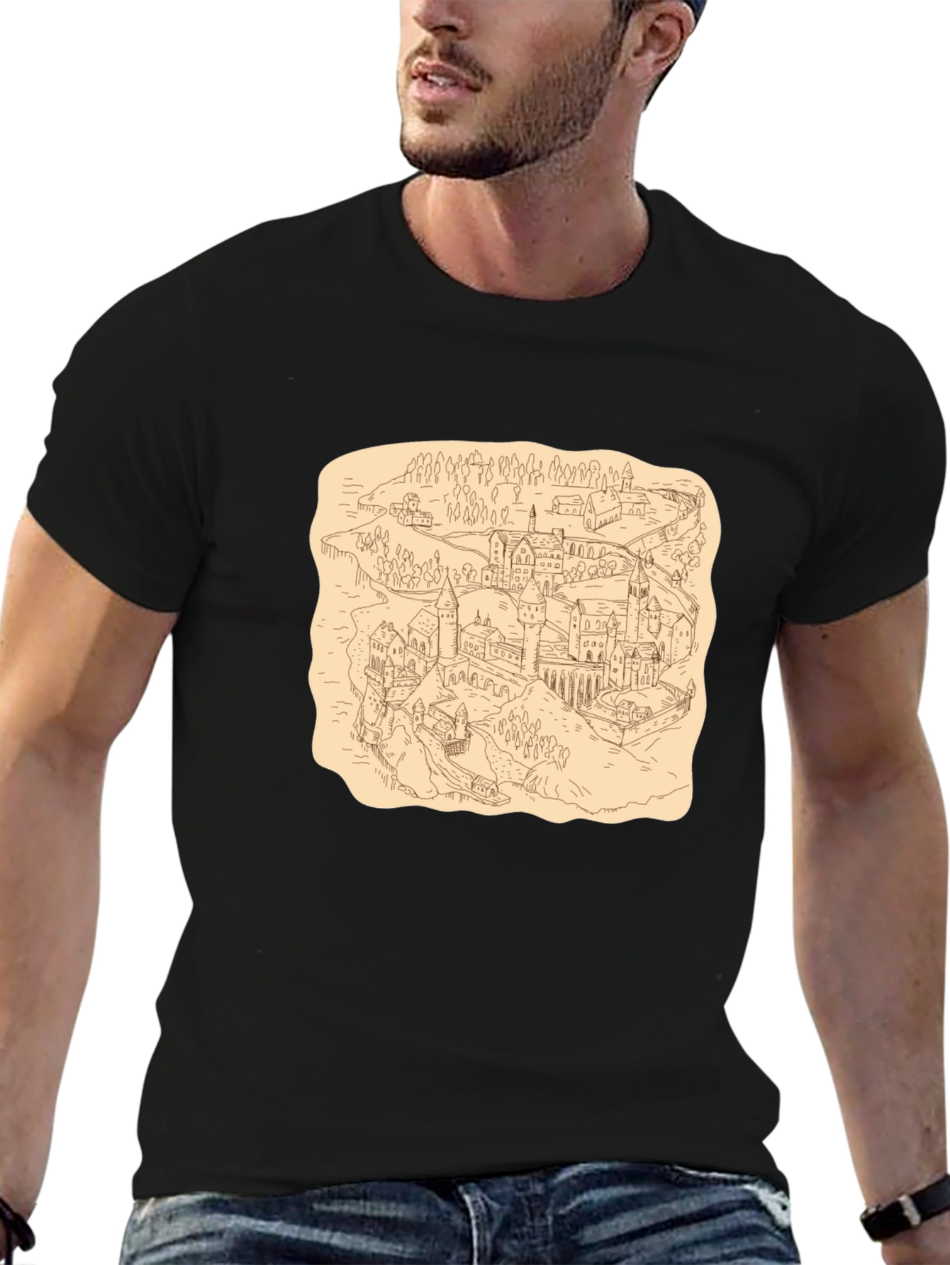 Wizarding World Map Tee - Black Cotton Shirt