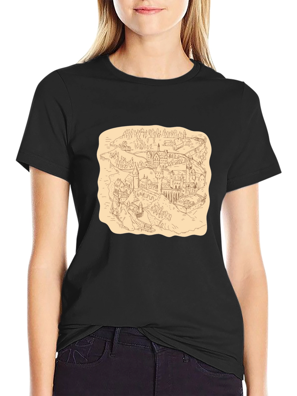 Wizarding World Map Tee - Black Cotton Shirt