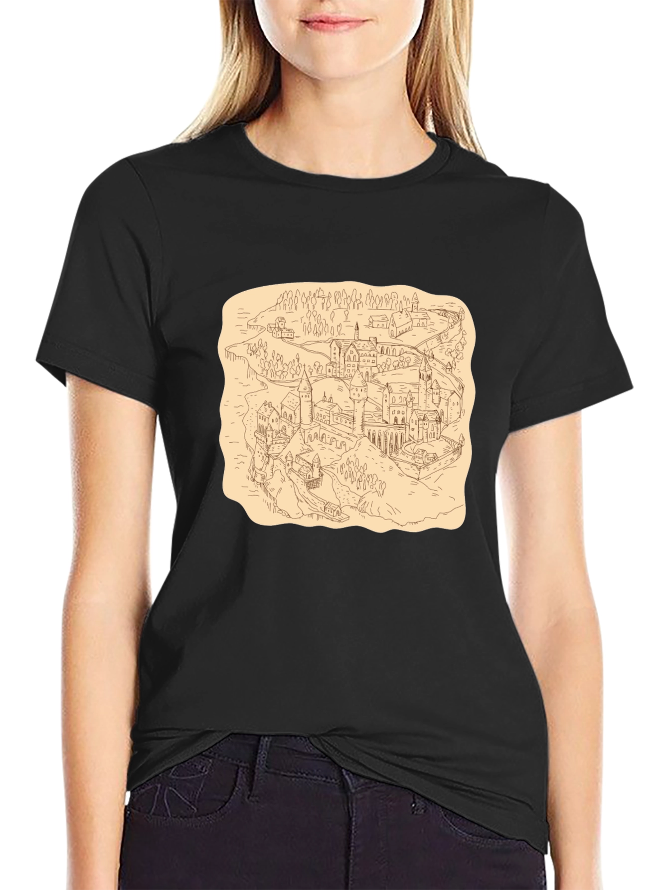 Wizarding World Map Tee - Black Cotton Shirt